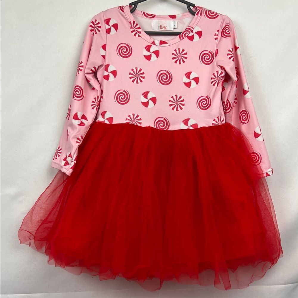 Mila and Rose Pink and Red candy print tulle skirt holiday dress size 4T
